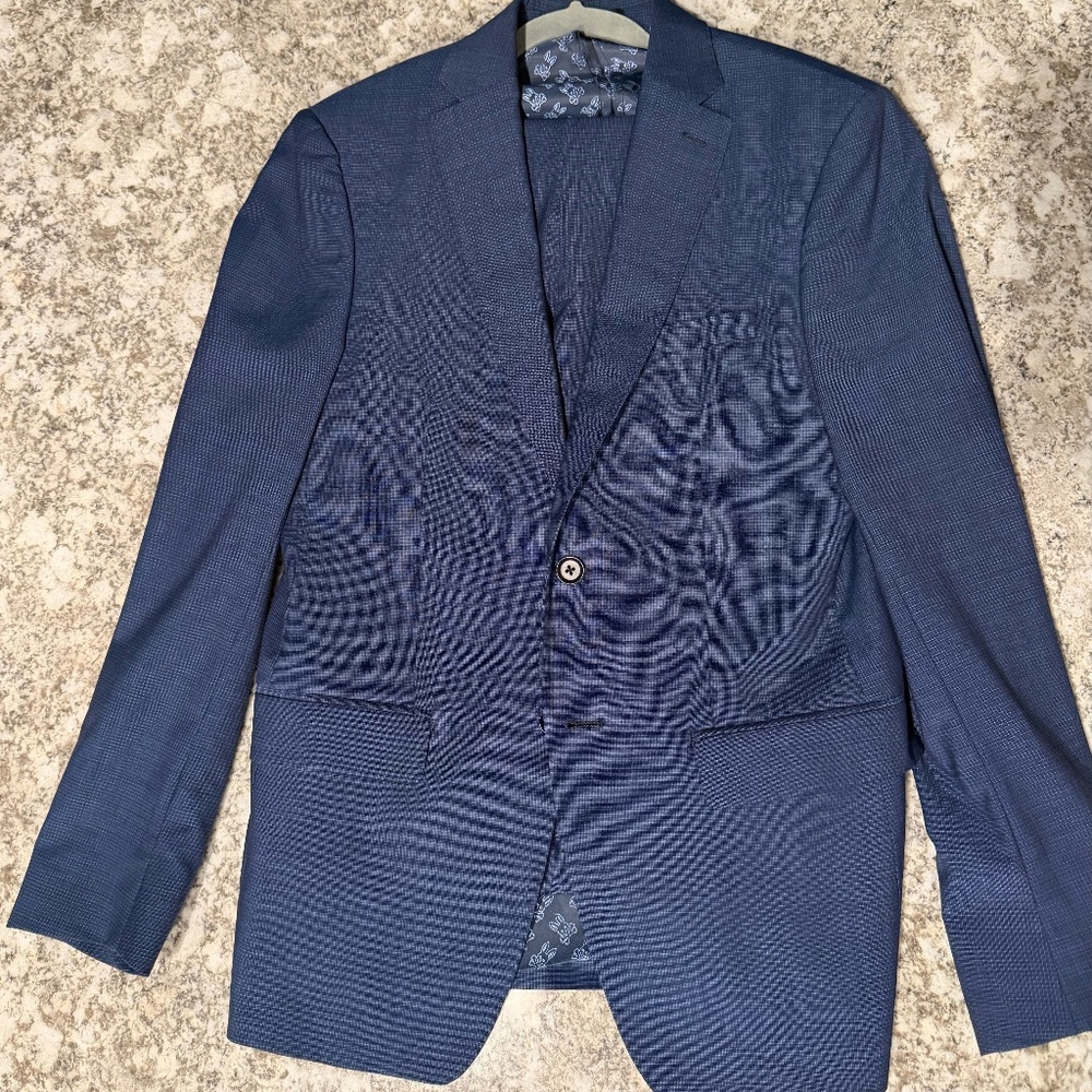 Psycho Bunny Slim Fit Suit 40R 32x32 Blue Modern Wedding Business Mens